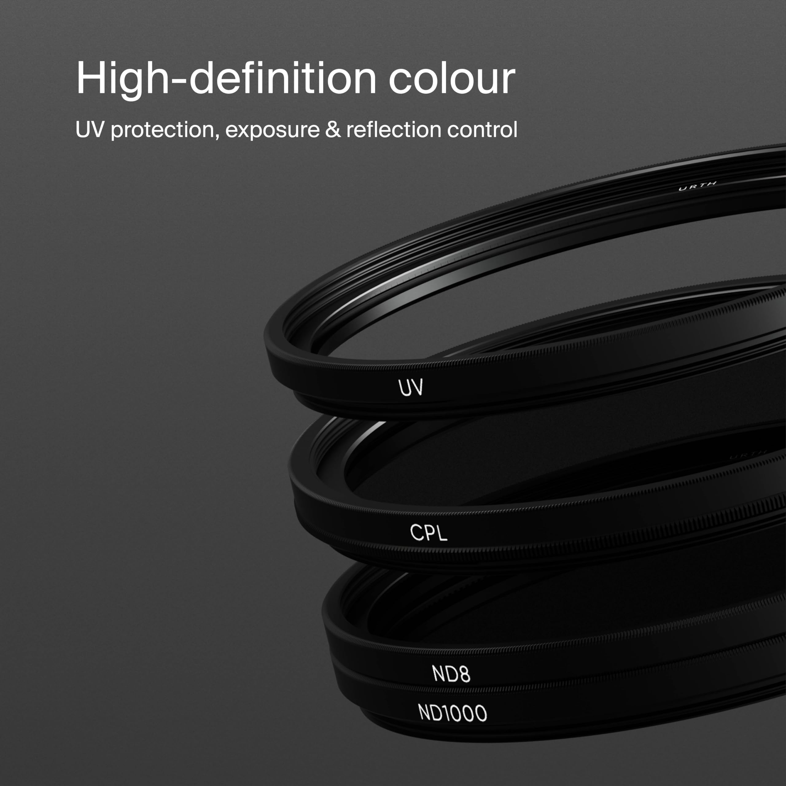 Urth 77mm UV, Circular Polarizing (CPL), ND8, ND1000 Lens Filter Kit (Plus+) - Image 4