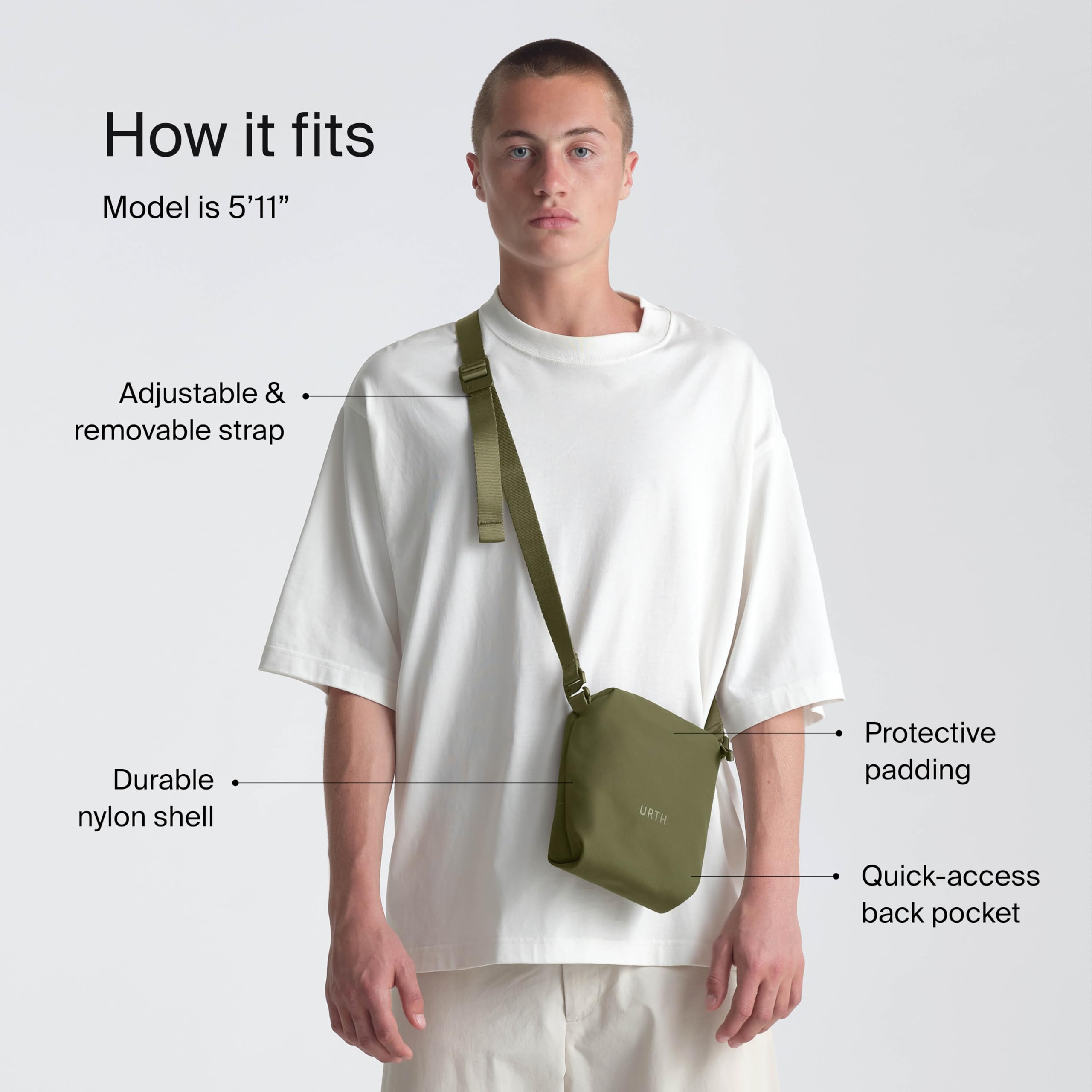 Urth Andesite 2L Photography Camera Pouch - Water Resistant, Recycled, Small Digital Camera & Daily Essentials Crossbody Bag in Green - Image 4