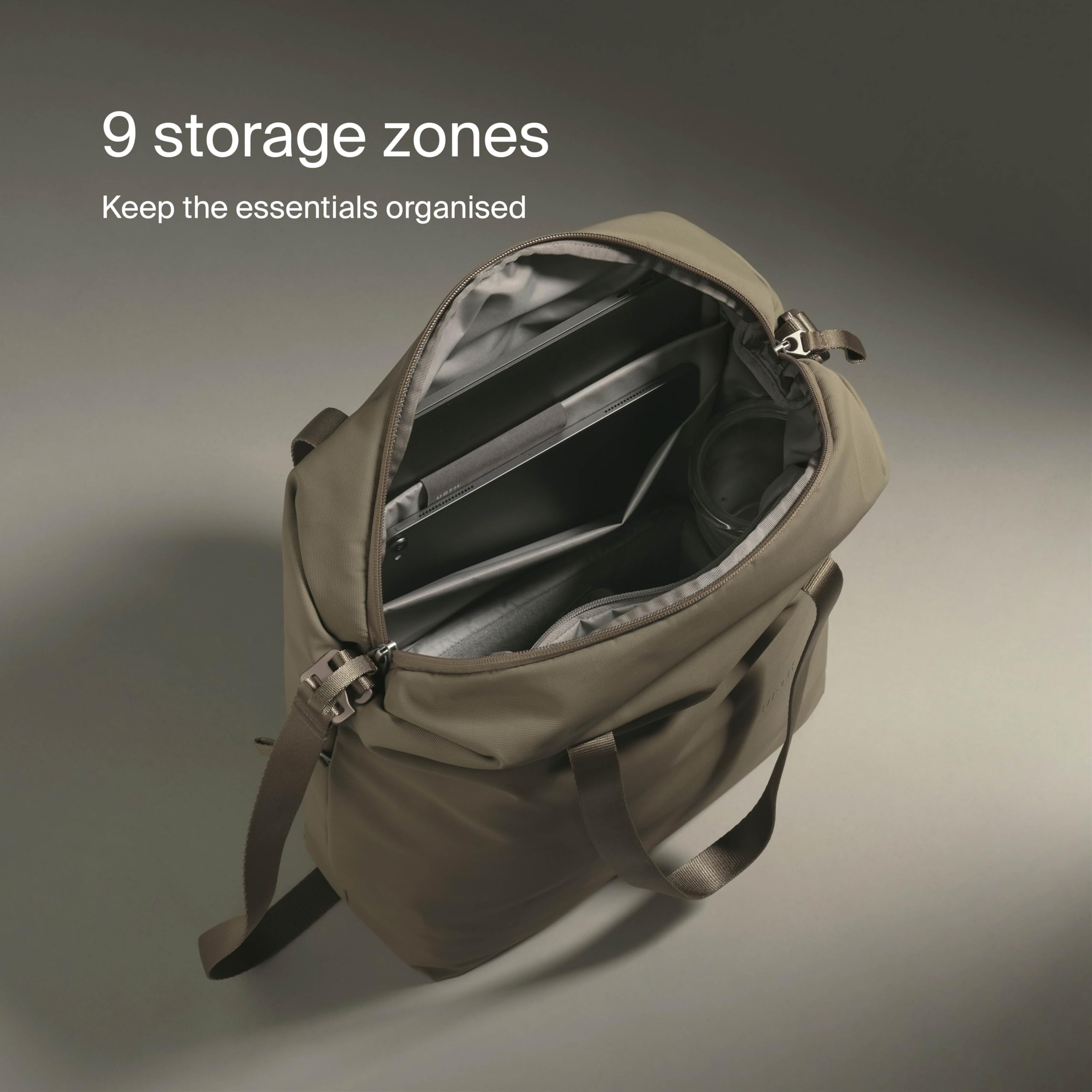 Urth Arkose 18L Utility Tote Bag - Water Resistant, Recycled, 13 Inch Laptop Tech Tote Bag with 9 Exterior & Interior Pockets - Image 6