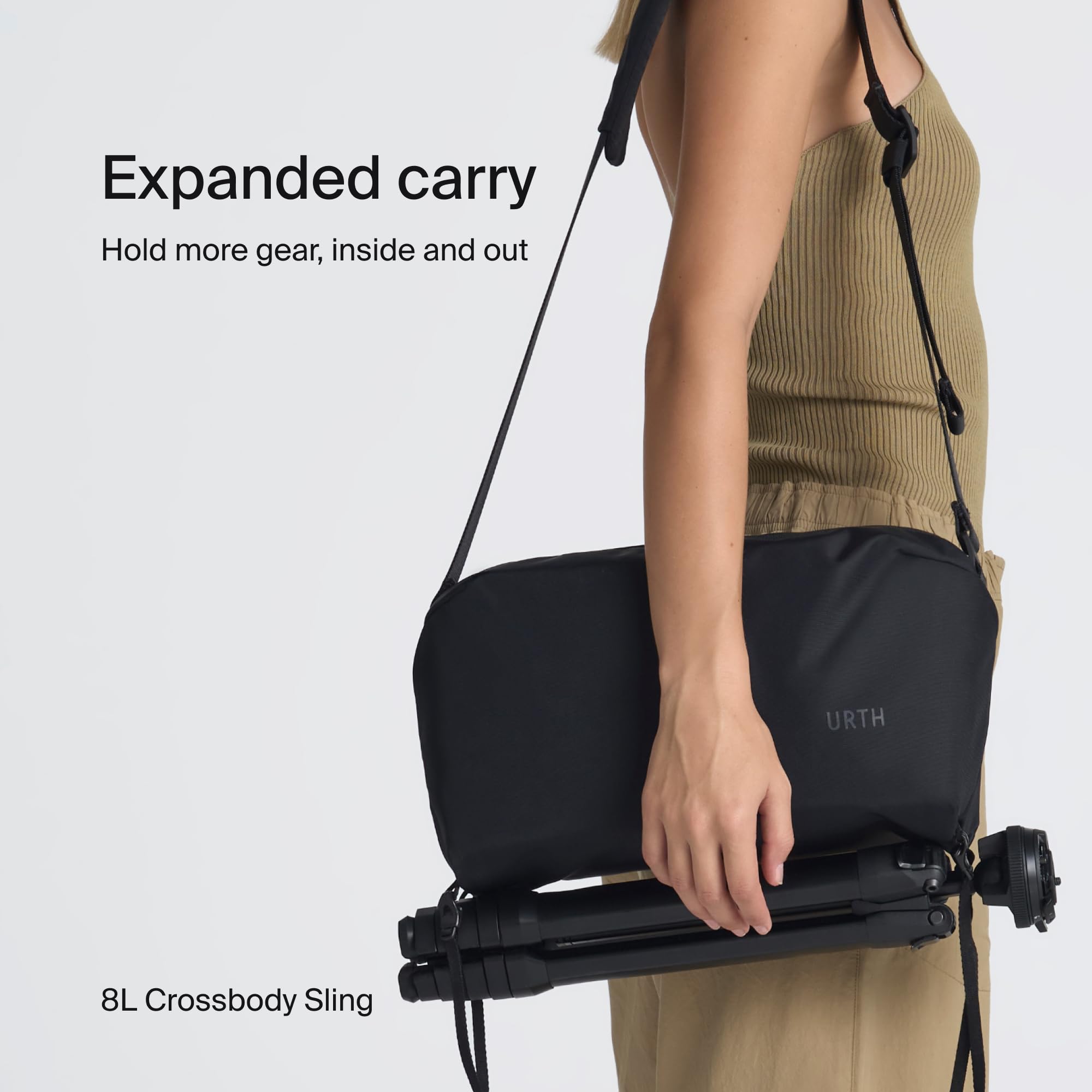 Urth Dolomite 8L Large Crossbody Camera Sling - Water Resistant, Recycled, Multifunction Photography DSLR Everyday Bag (Black) - Image 6