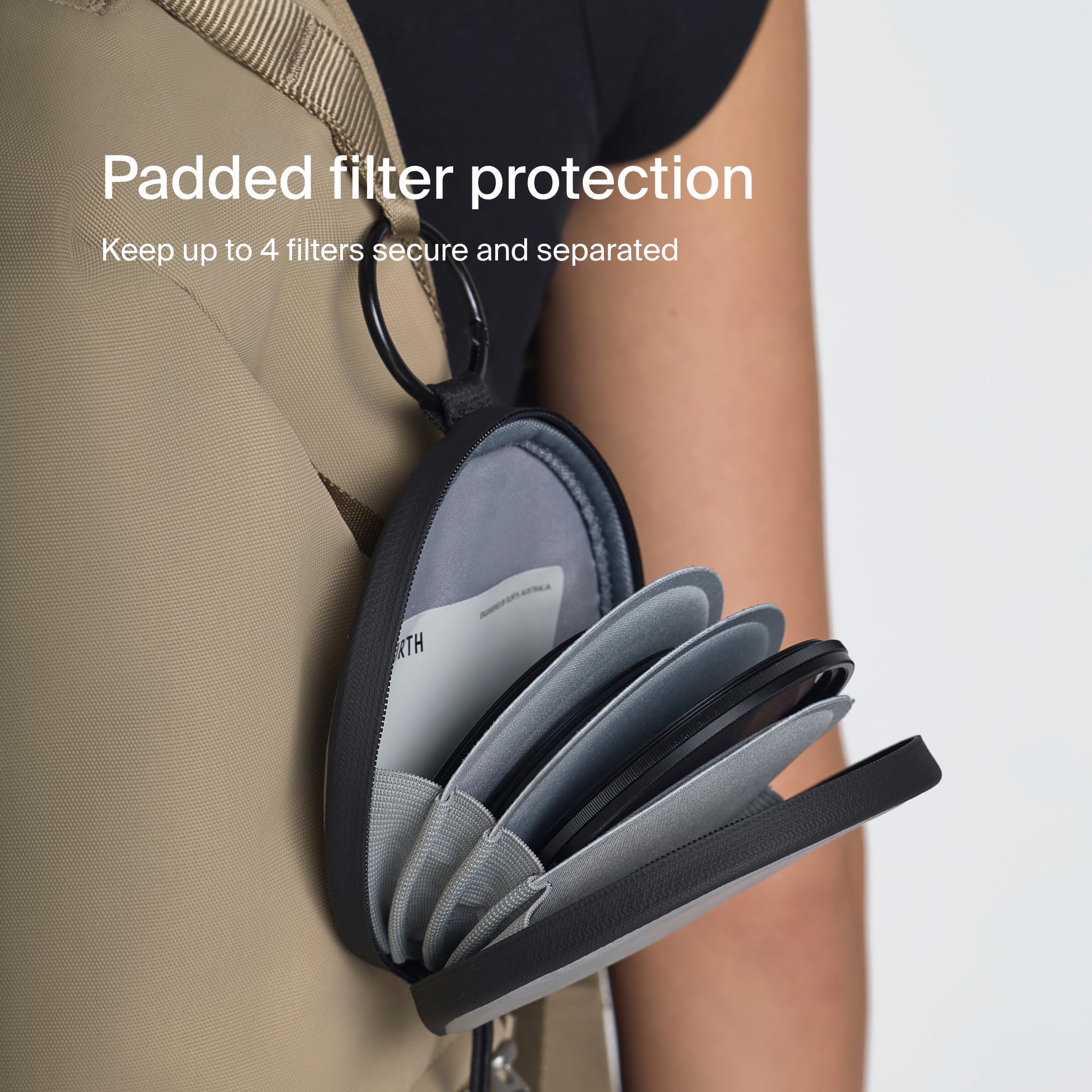 Urth Lens Filter Pouch — Weatherproof, Padded Case for 4 Circular Filters with Clip-On Carabiner - Image 3