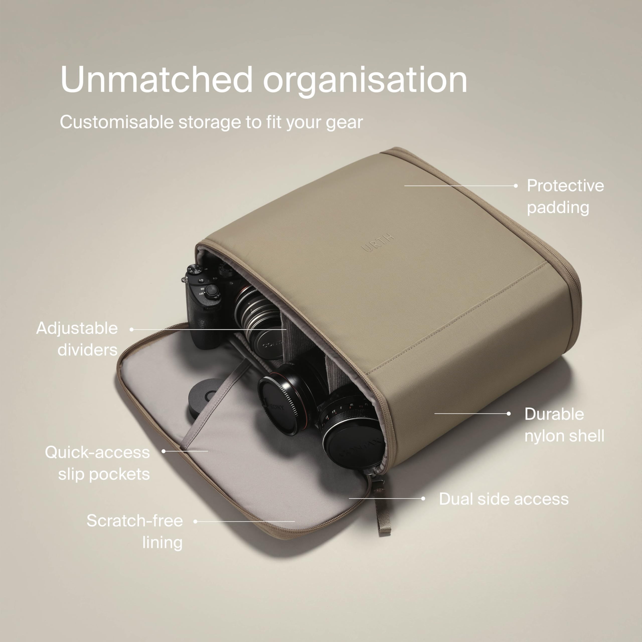 Urth Norite Camera Insert Bag – for DSLR Camera and Lens, Weatherproof + Recycled - Image 3